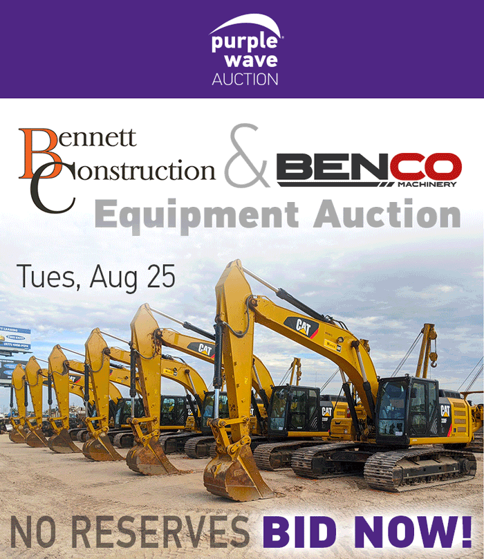Bennett Construction & Benco Machinery Equipment Auction, Tues., Aug 25