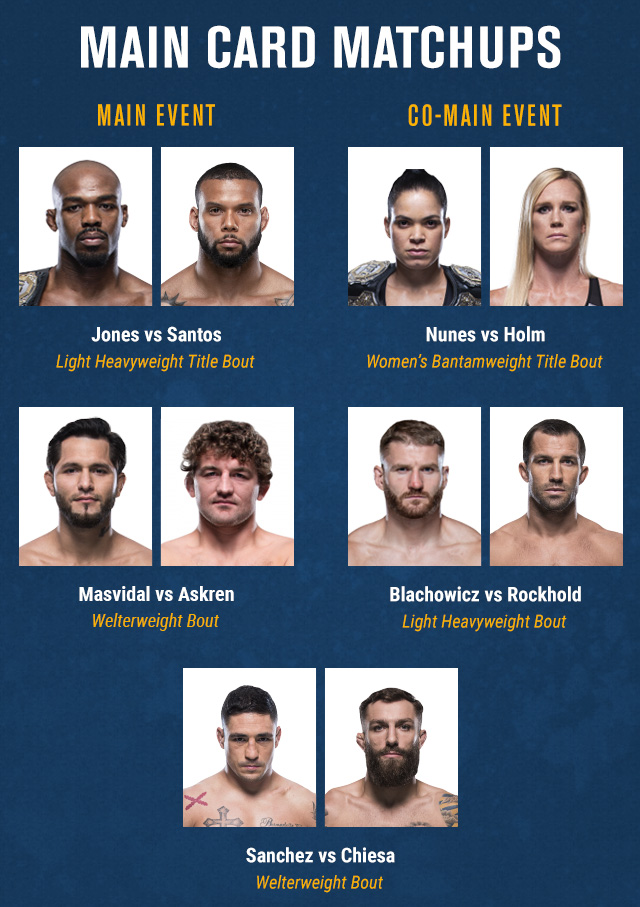 Main Card Matchups